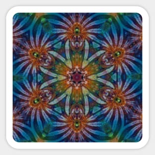 Psychedelic Kaleidoscopic Multi-Color Mandala Number 3 Sticker